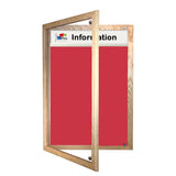 Tamperproof Lockable Noticeboard with Printed Header Wooden Frame Camira Lucia Fabric