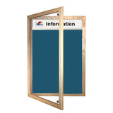 Pitts Tamperproof Lockable Noticeboard with Printed Header Wooden Frame and Forbo Nairn
