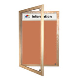 Pitts Tamperproof Lockable Noticeboard with Printed Header Wooden Frame and Forbo Nairn